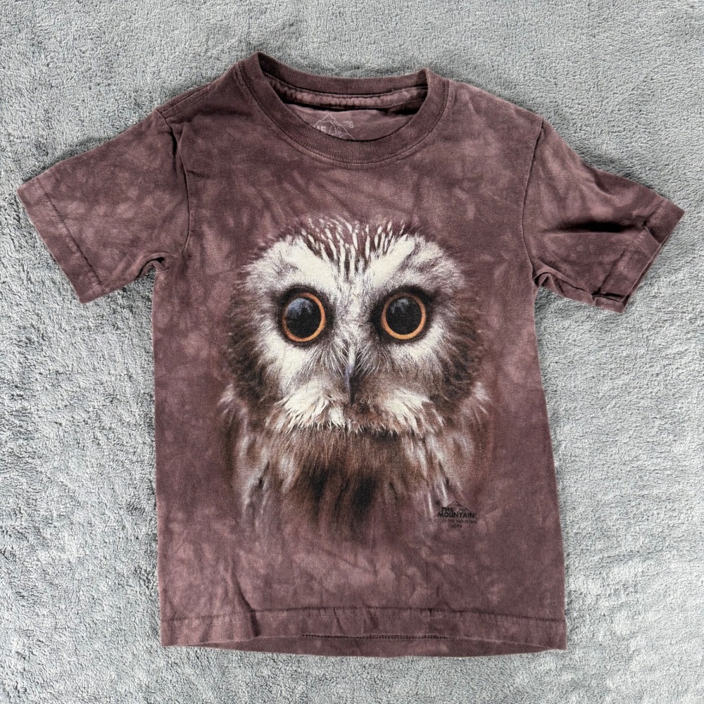 The Mountain T-Shirt Kids Small Saw Whet Owl Graphic Tie Dye RROKI Bird of Prey